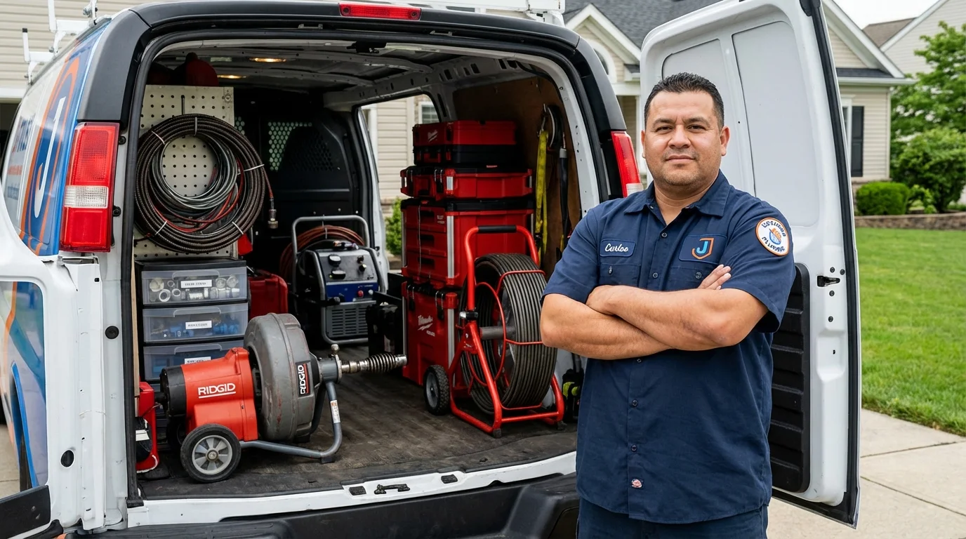 Professional drain cleaning equipment and Johns Plumbing LLC plumber in Worth