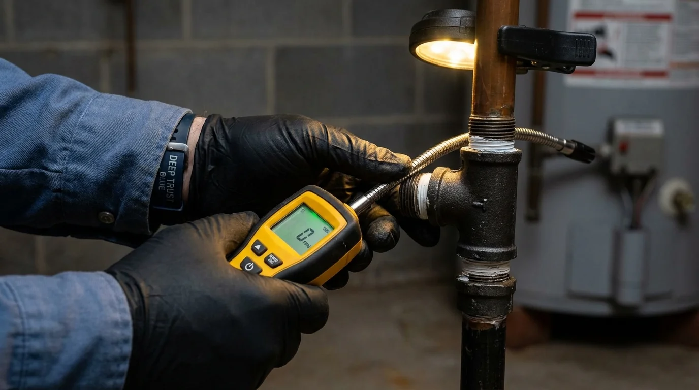 Gas leak detection with electronic sniffer by Johns Plumbing LLC in Worth