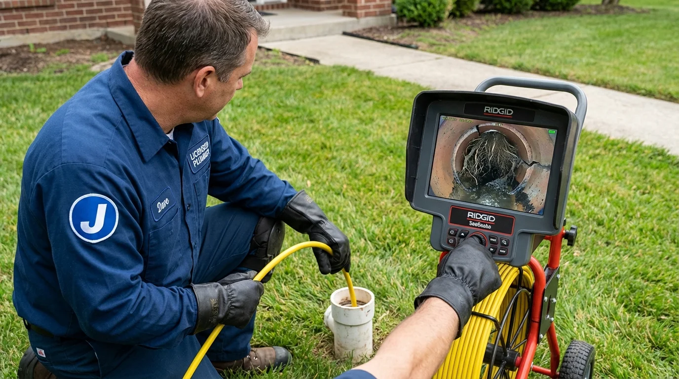 Sewer camera inspection being performed by Johns Plumbing LLC in Worth