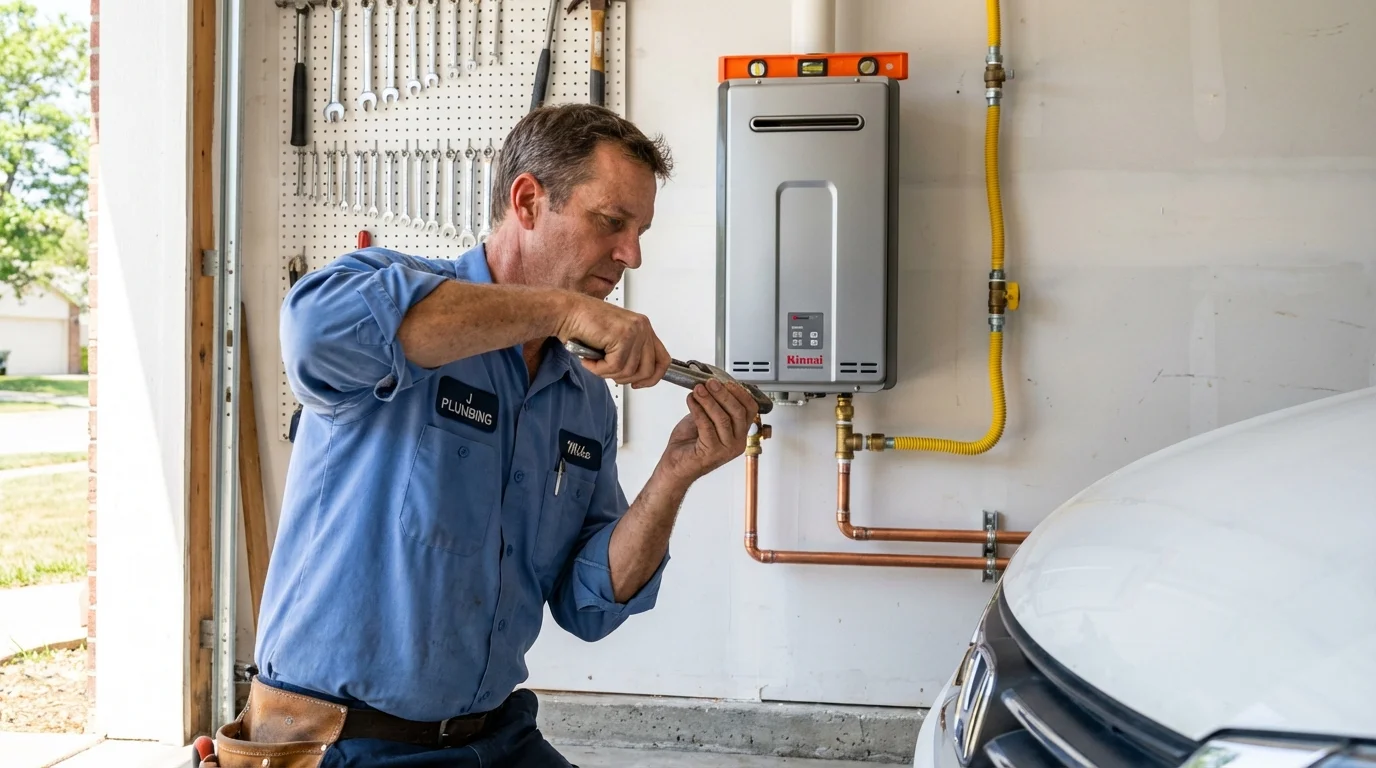 Tankless water heater installation by a Johns Plumbing LLC plumber in Worth